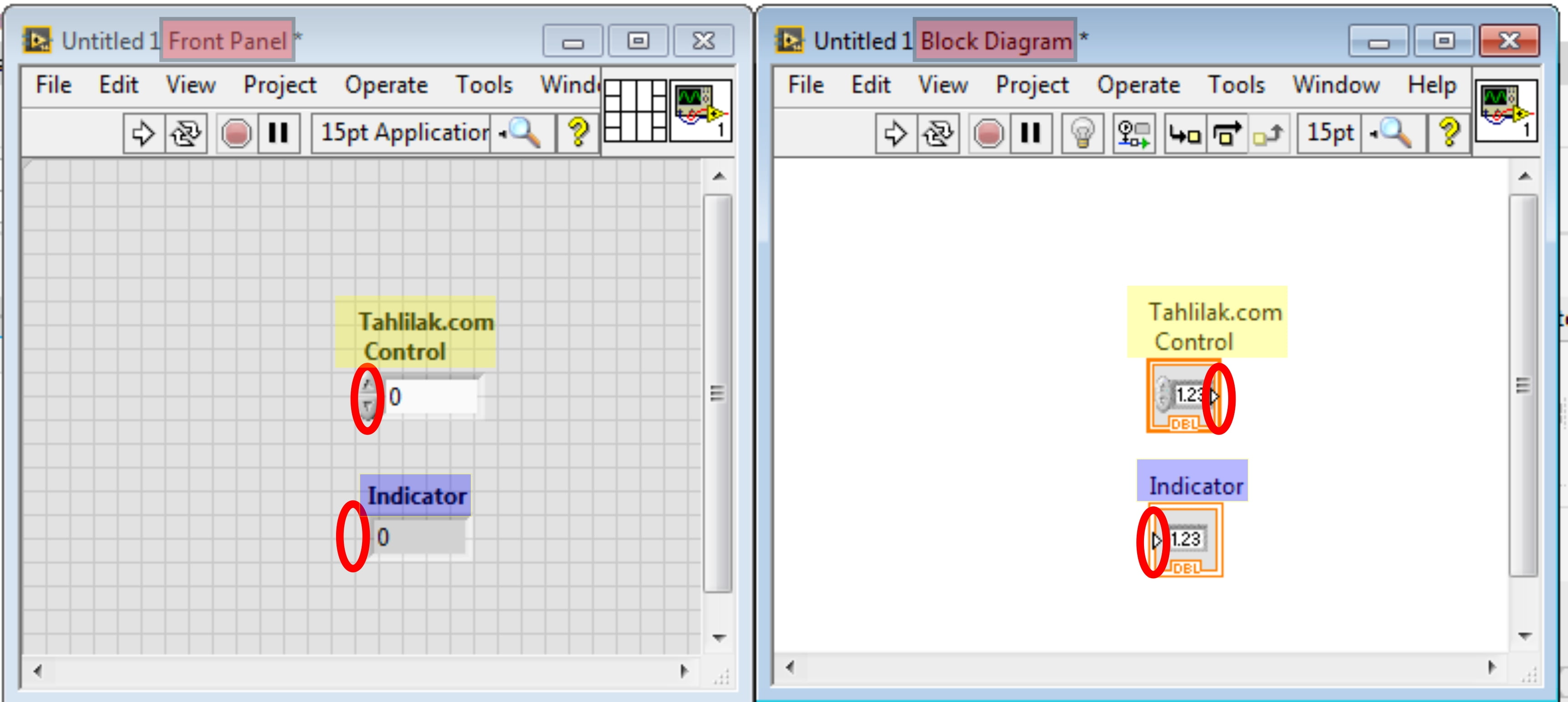 Controls and Indicators diference Labview