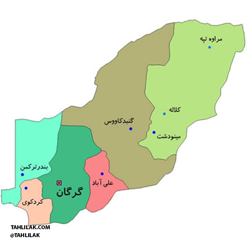 نقشه استان گلستان