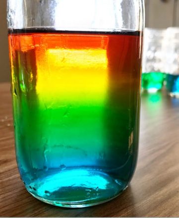 ساخت رنگین کمان در بطری / تبدیل آشپزخانه به آزمایشگاه کودک 7 Rainbow In A Jar Science Experiment e1634897257228