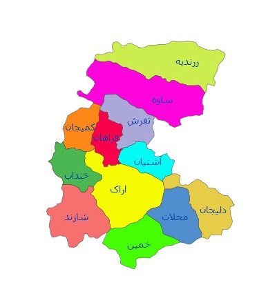 نقشه استان مرکزی